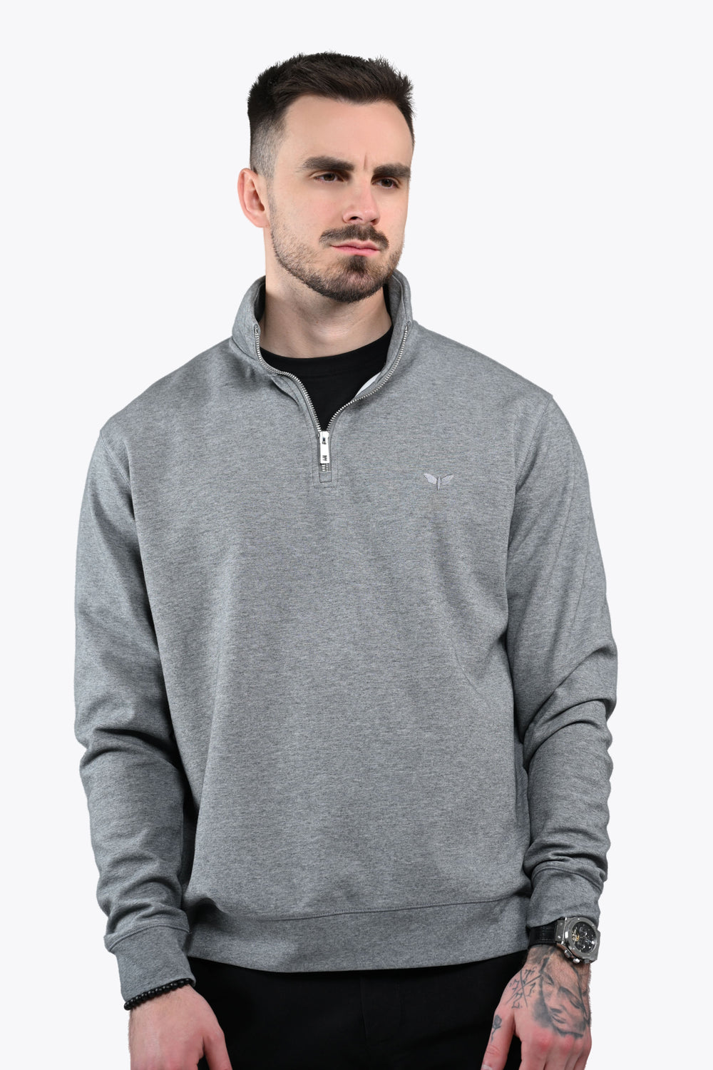 ALESSIO ZIPPER TOP HEATHER GREY