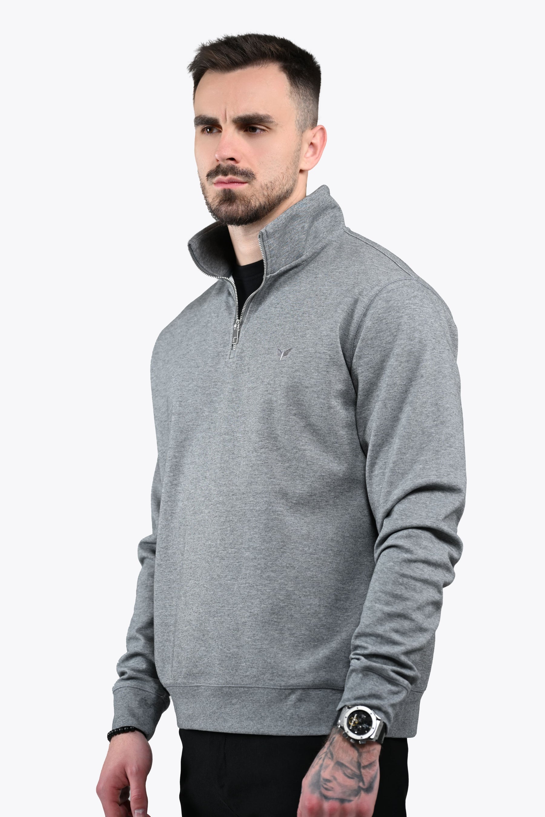 ALESSIO ZIPPER TOP HEATHER GREY