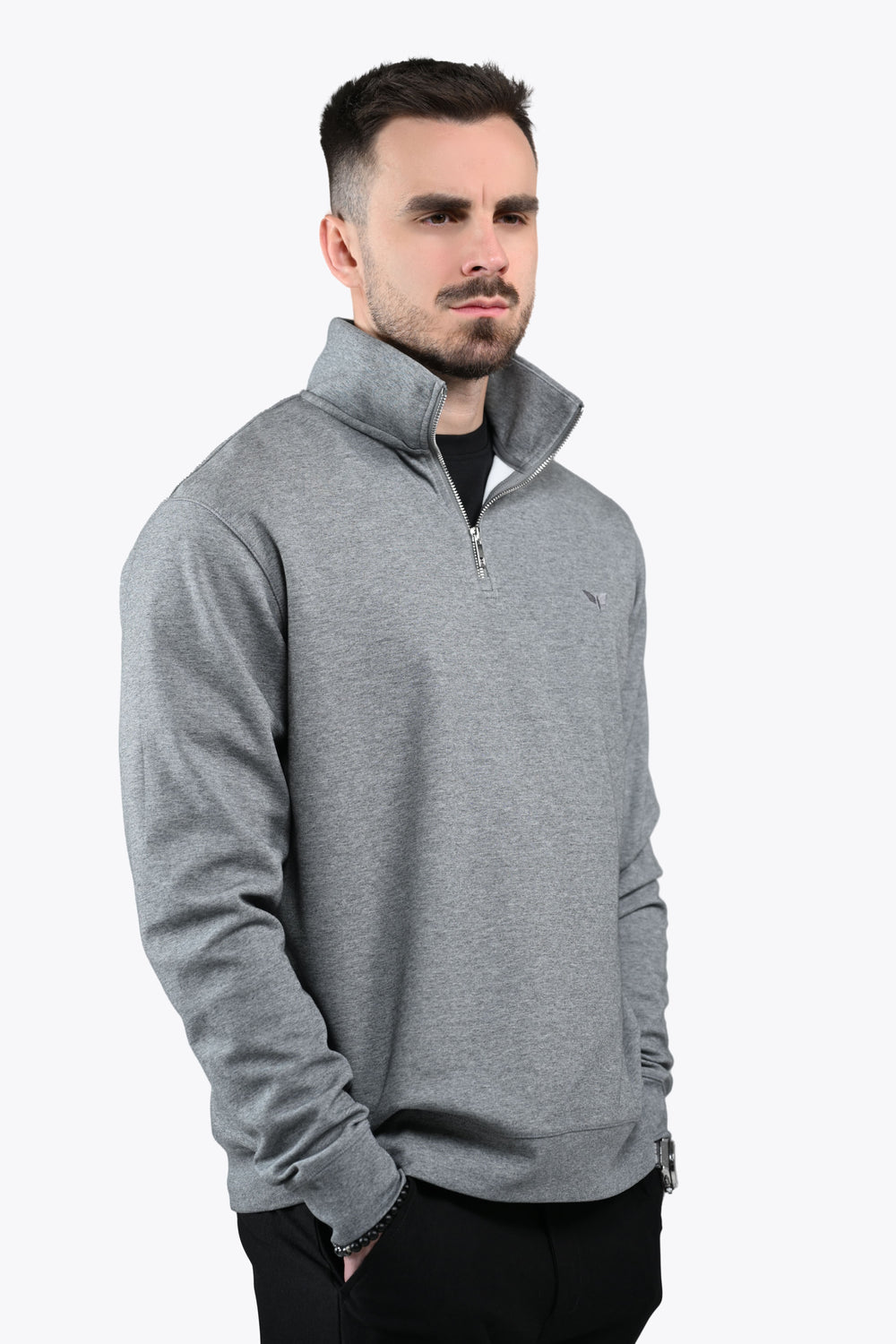 ALESSIO ZIPPER TOP HEATHER GREY