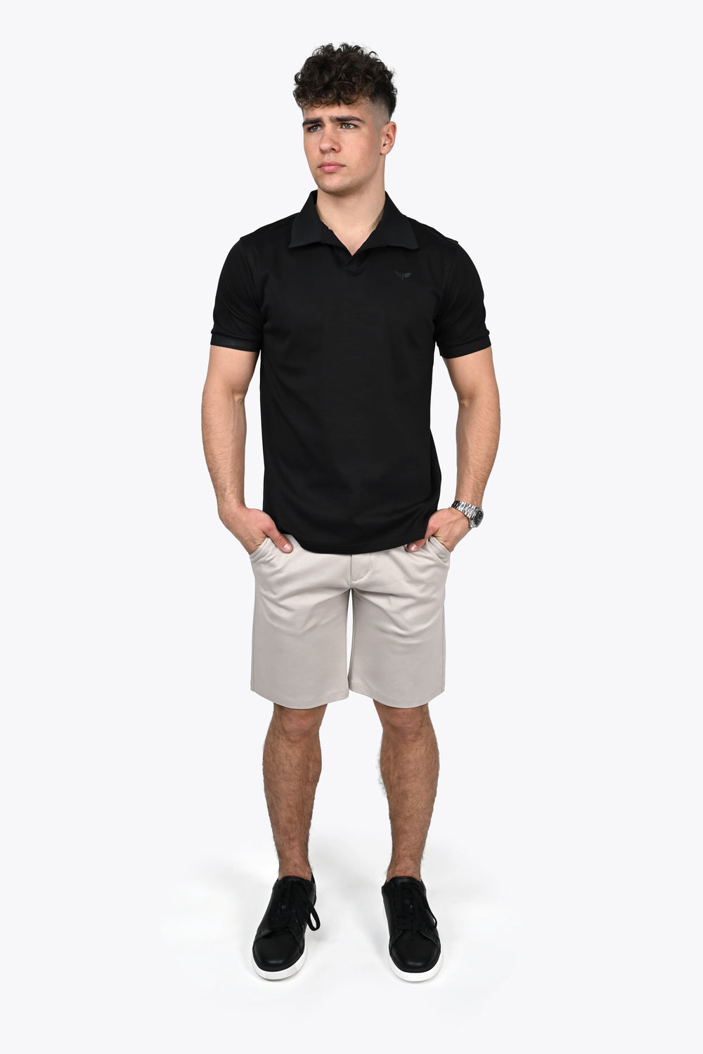 LORENZO PIMA COTTON POLO in Black