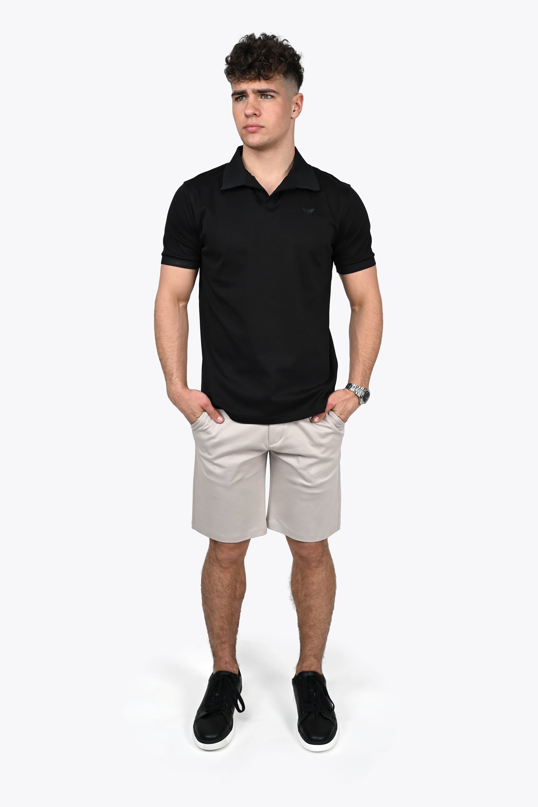 LORENZO PIMA COTTON POLO in Black