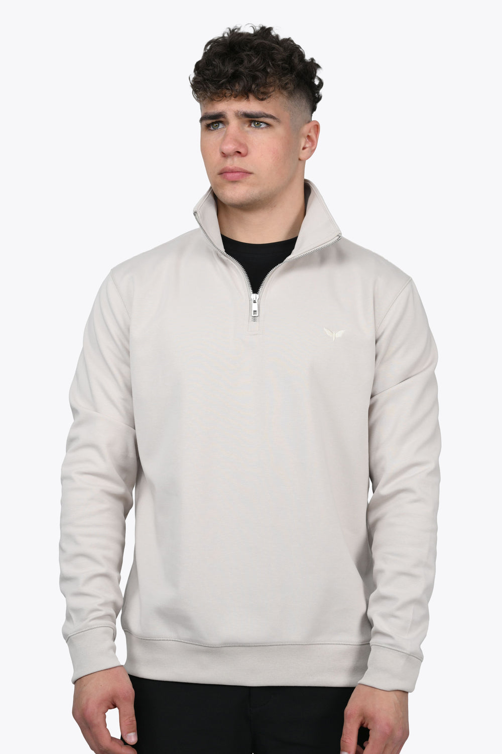 ALESSIO ZIPPER TOP BEIGE - GREY