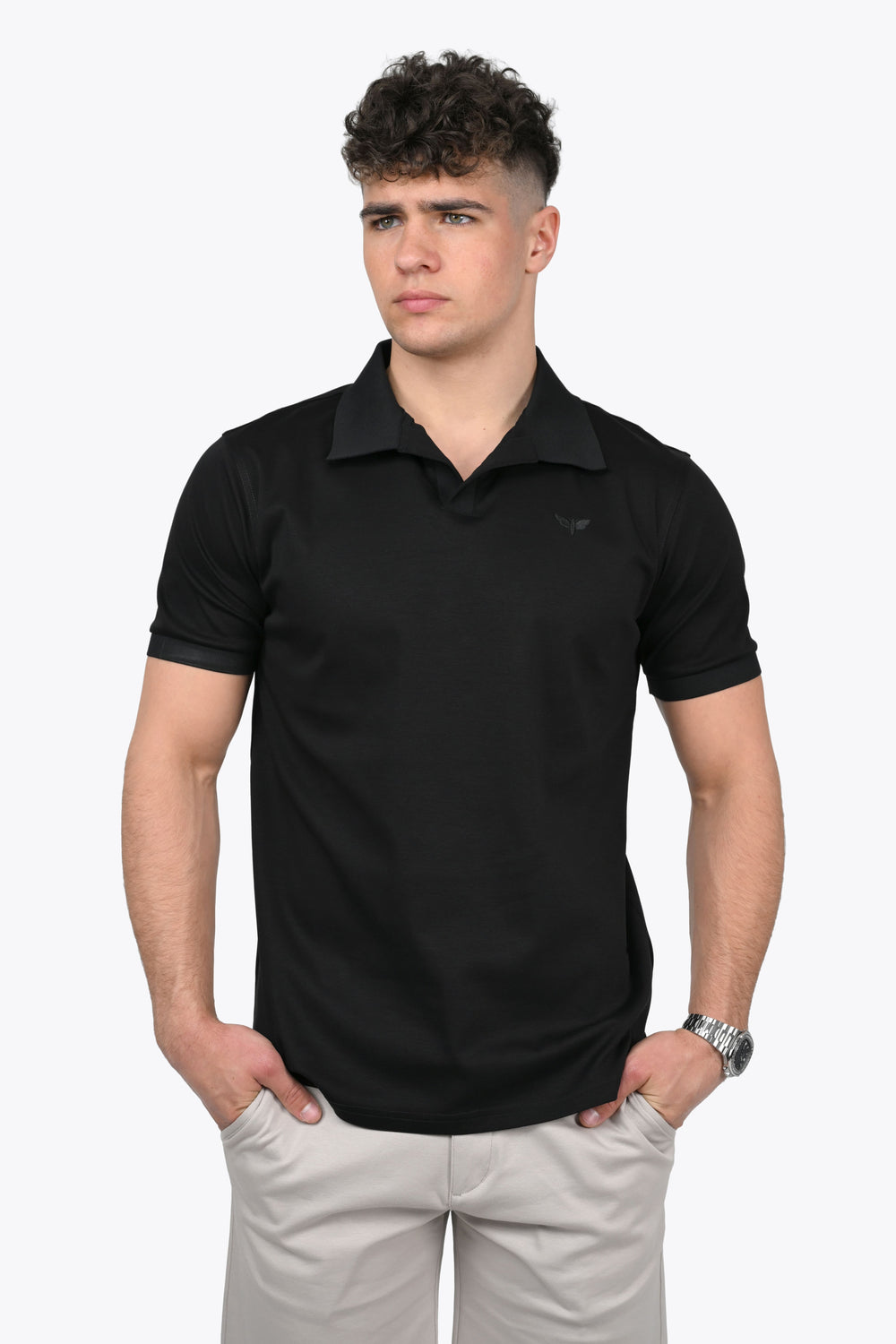 LORENZO PIMA COTTON POLO in Black