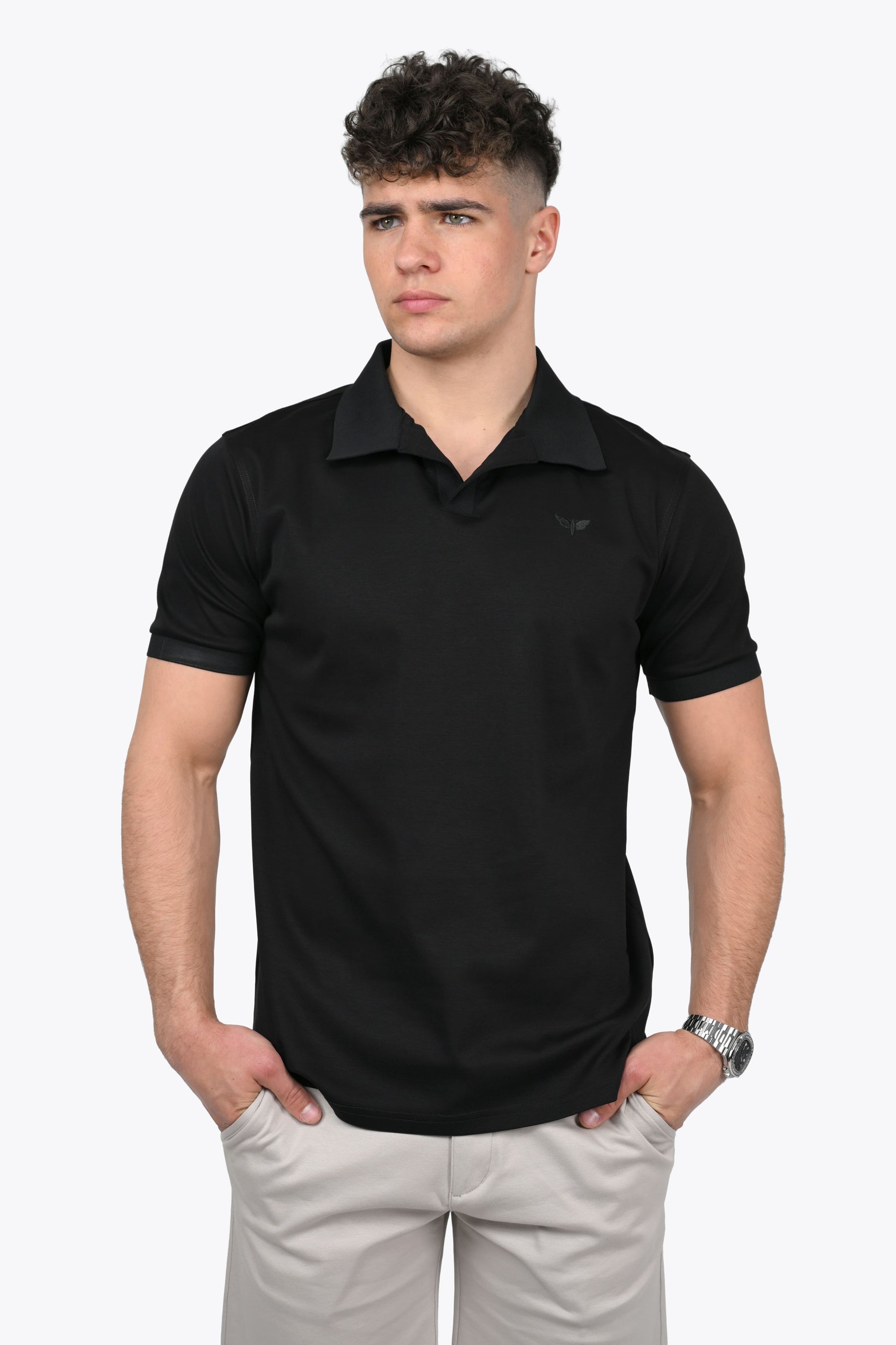 LORENZO PIMA COTTON POLO in Black