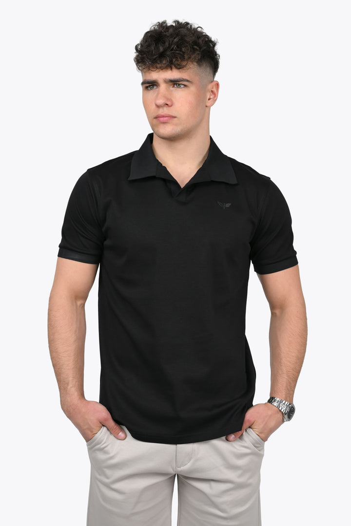 LORENZO PIMA COTTON POLO in Black