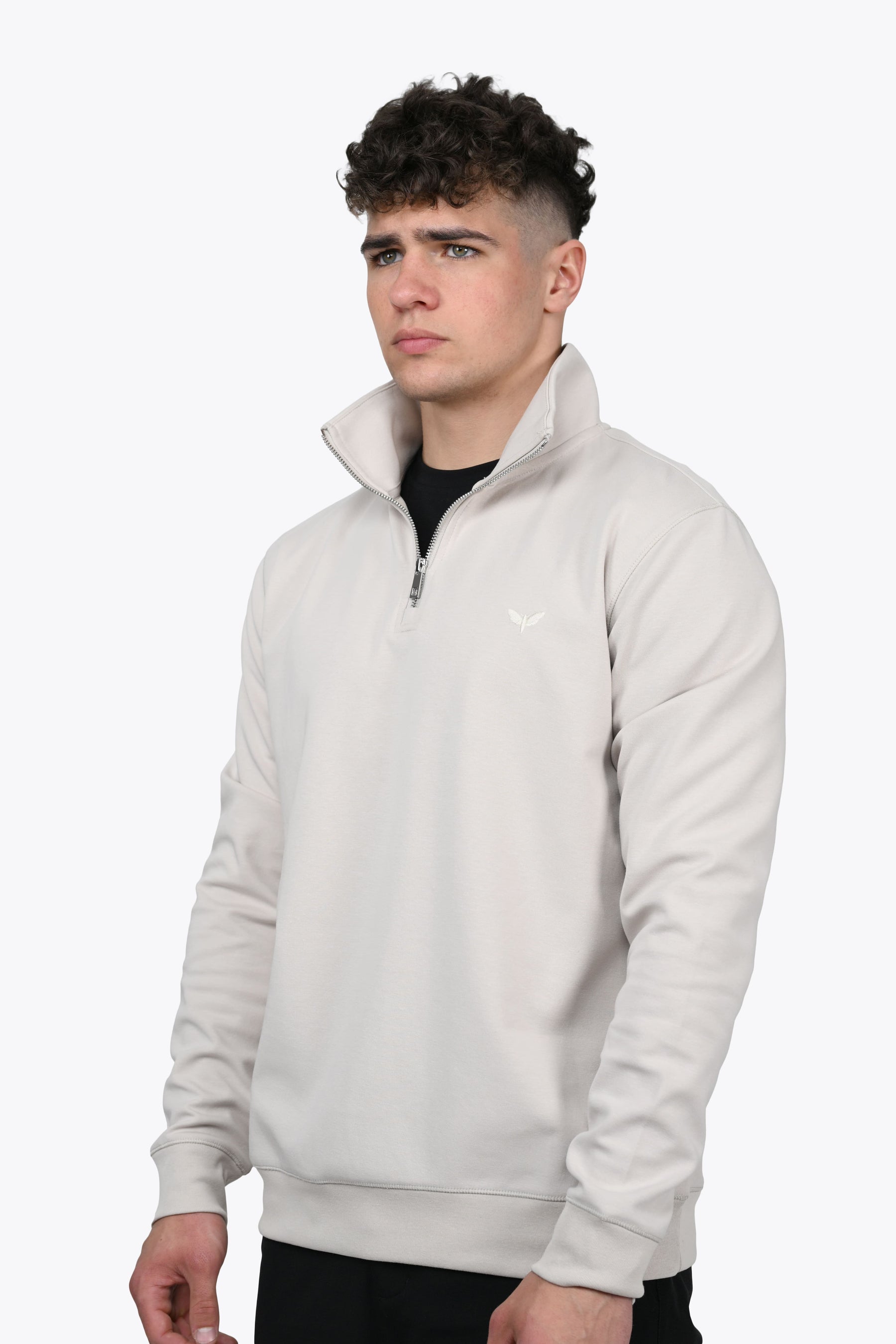 ALESSIO ZIPPER TOP BEIGE - GREY