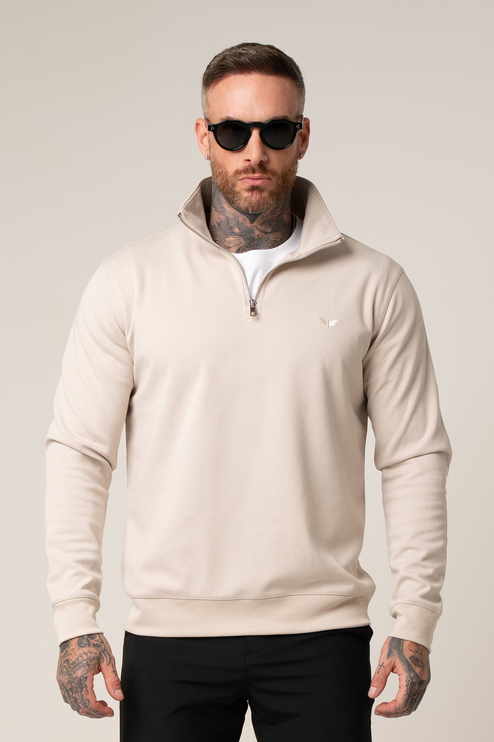 ALESSIO ZIPPER TOP BEIGE - GREY