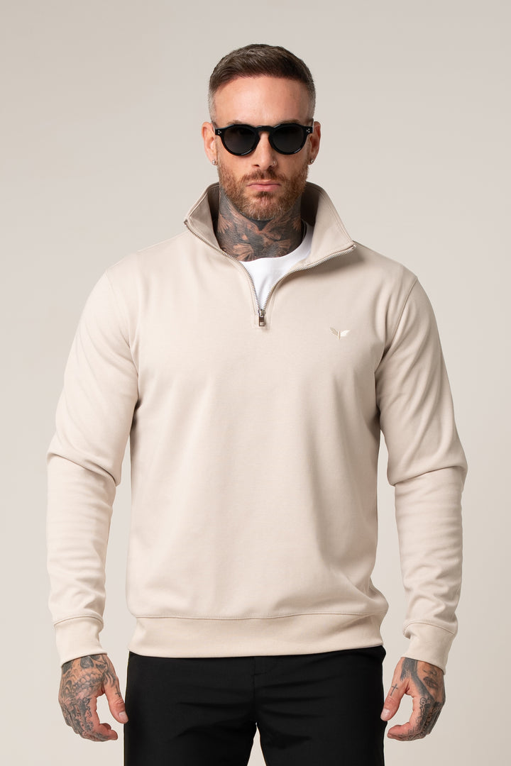 ALESSIO ZIPPER TOP BEIGE - GREY