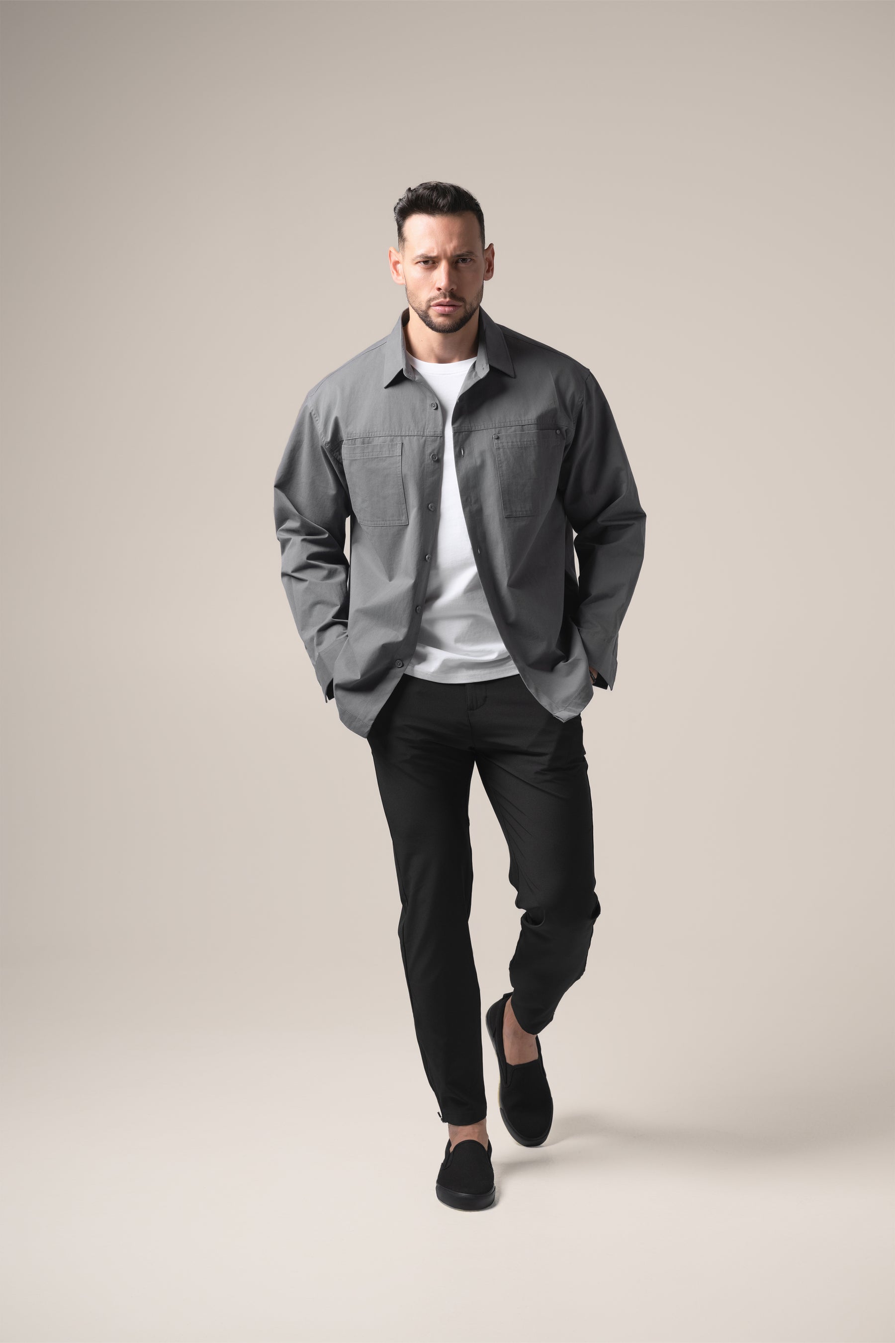 Paolo Utility Overshirt | Grigio Pietra