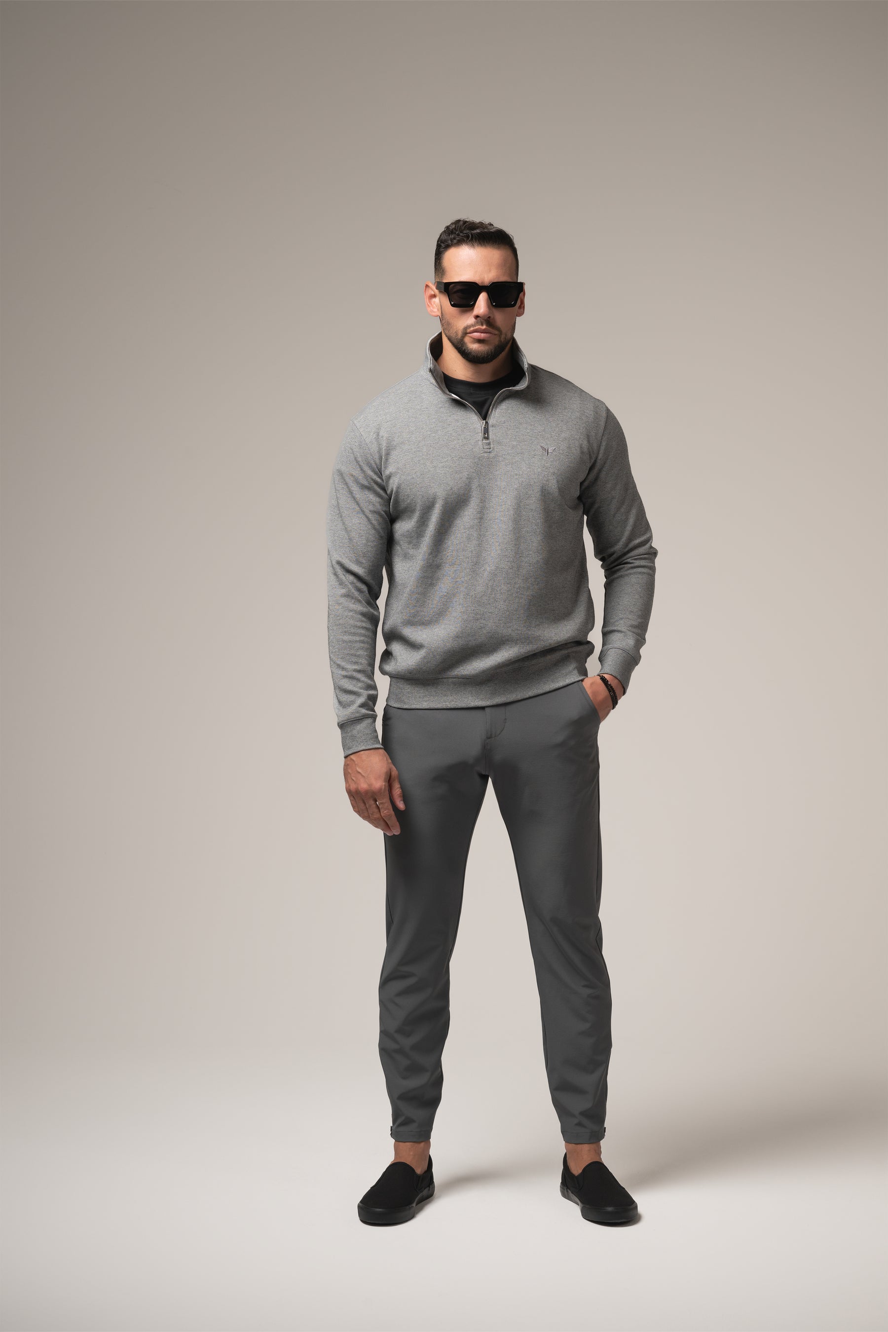 Alessio Quarter-Zip | Grigio Pietra