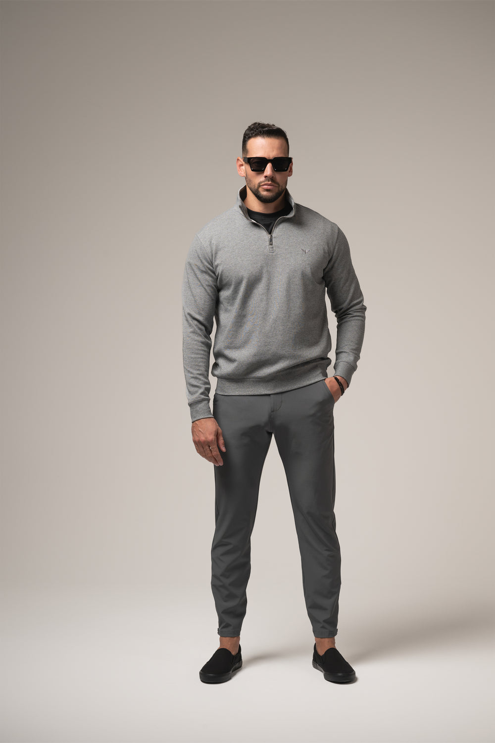 Alessio Quarter-Zip | Grigio Pietra