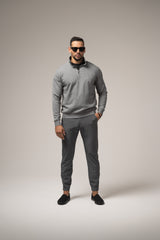 ALESSIO ZIPPER TOP HEATHER GREY