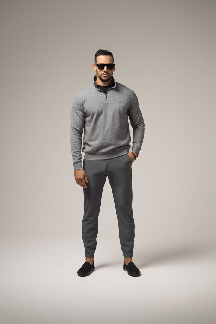 ALESSIO ZIPPER TOP HEATHER GREY