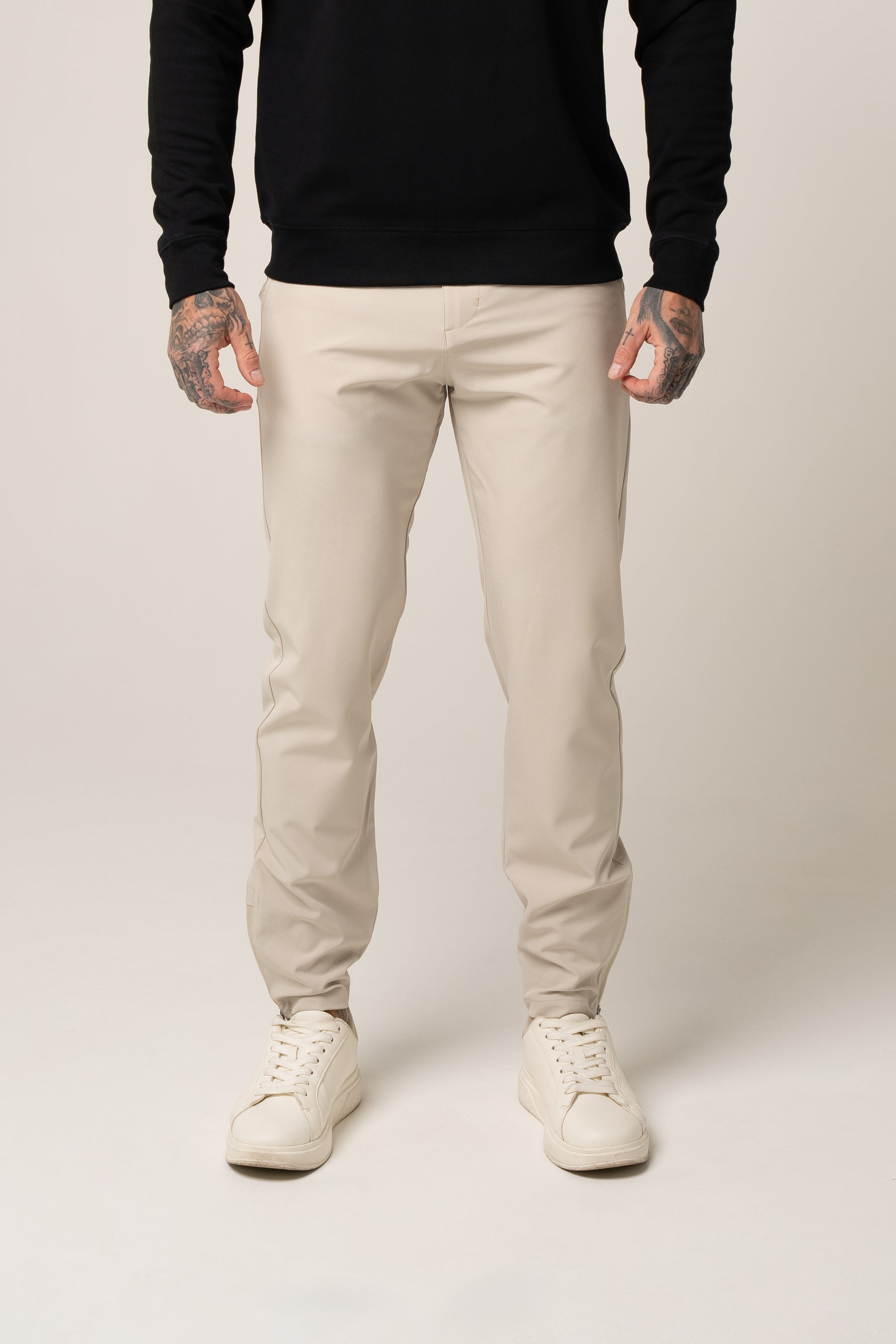 SANDRO tech stretch TROUSERS in BEIGE