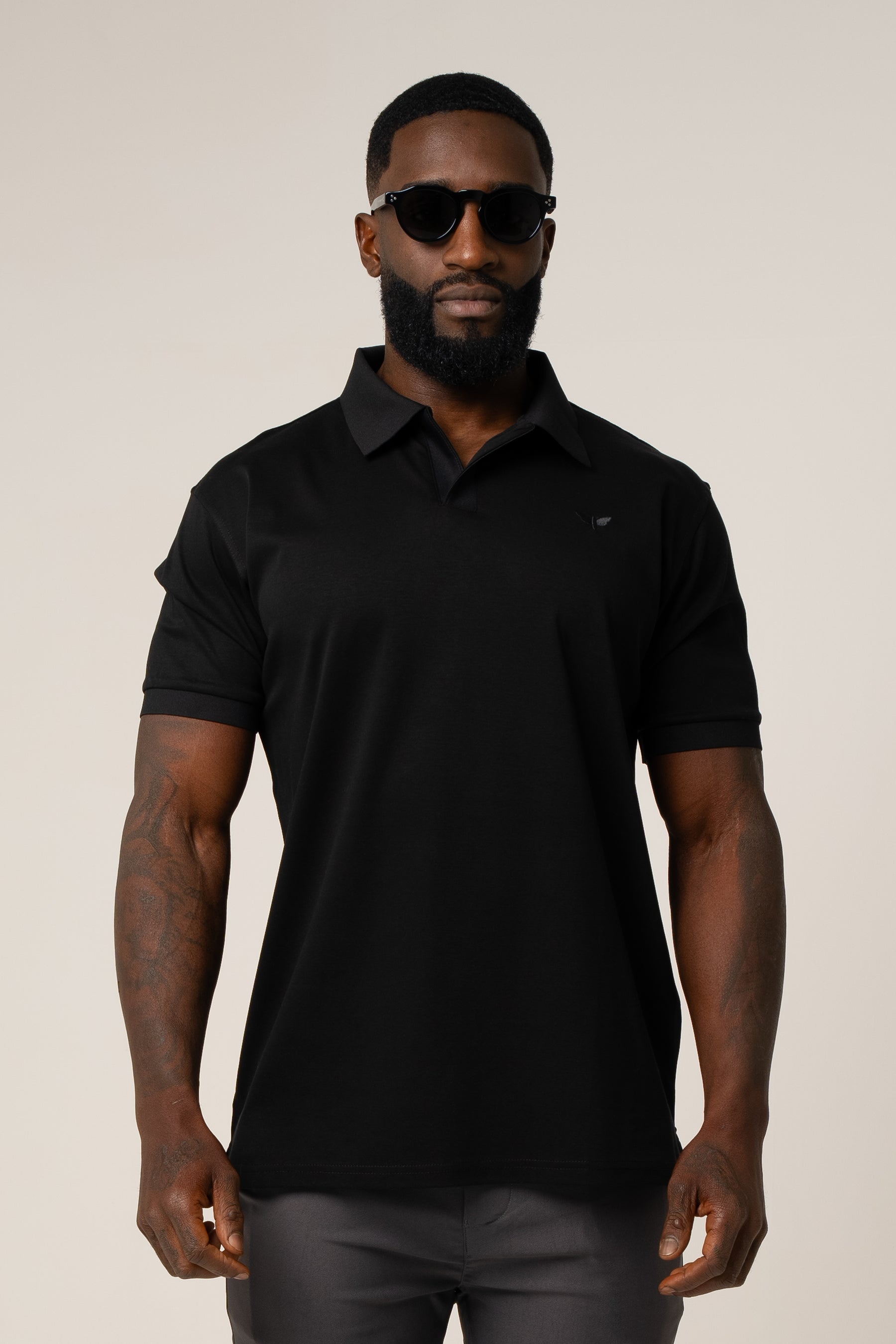 LORENZO PIMA COTTON POLO IN BLACK