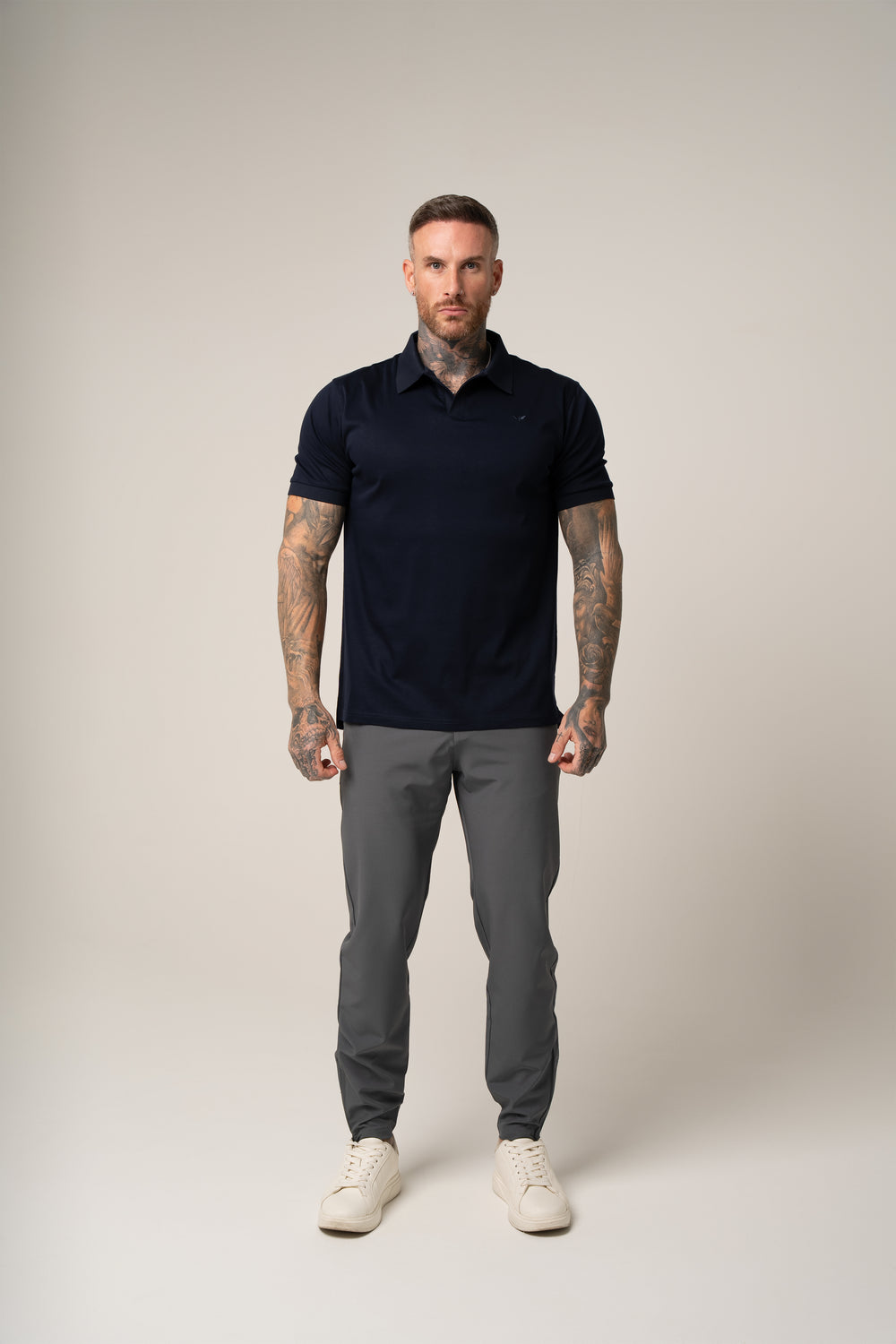 LORENZO PIMA COTTON POLO IN DARK BLUE