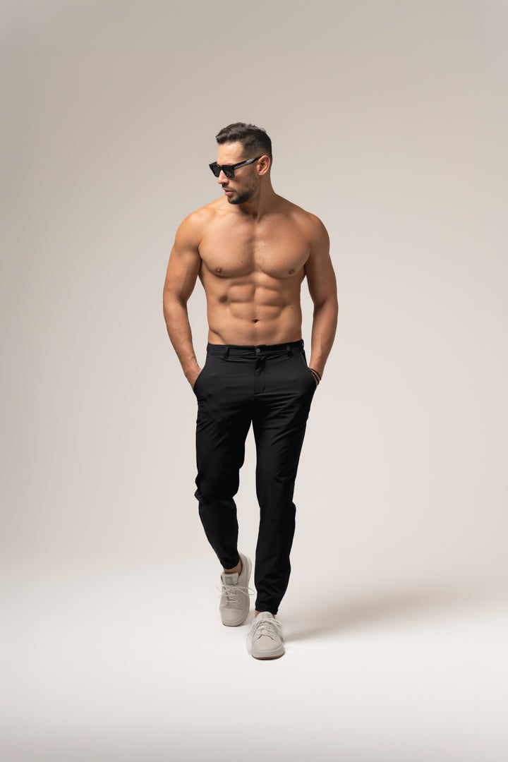 SANDRO tech stretch TROUSERS in BLACK