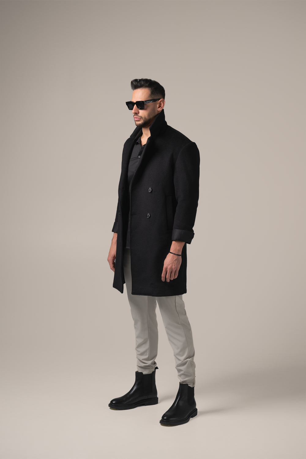 Alessandro Wool Overcoat | Nero Profondo