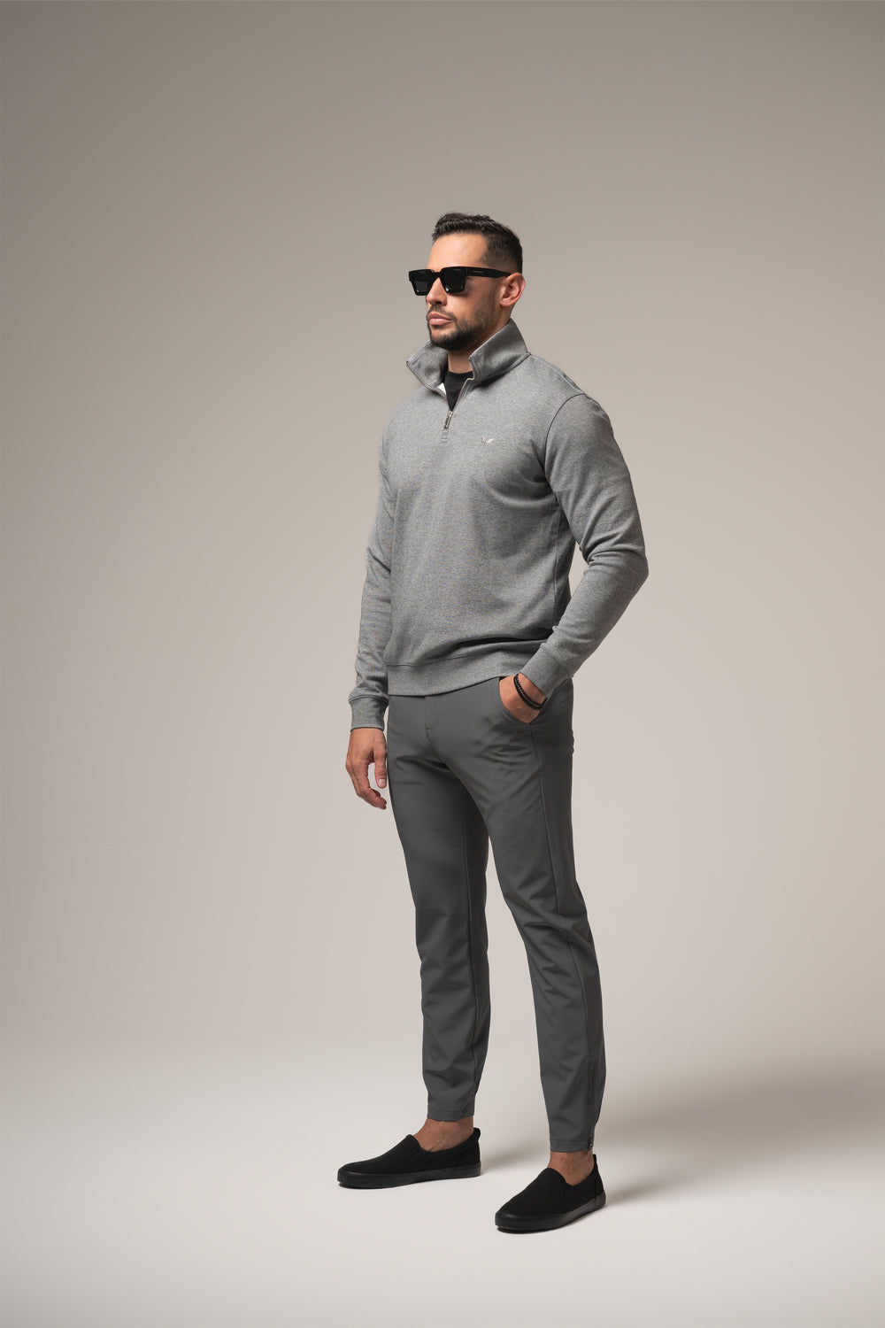 Alessio Quarter-Zip | Grigio Pietra