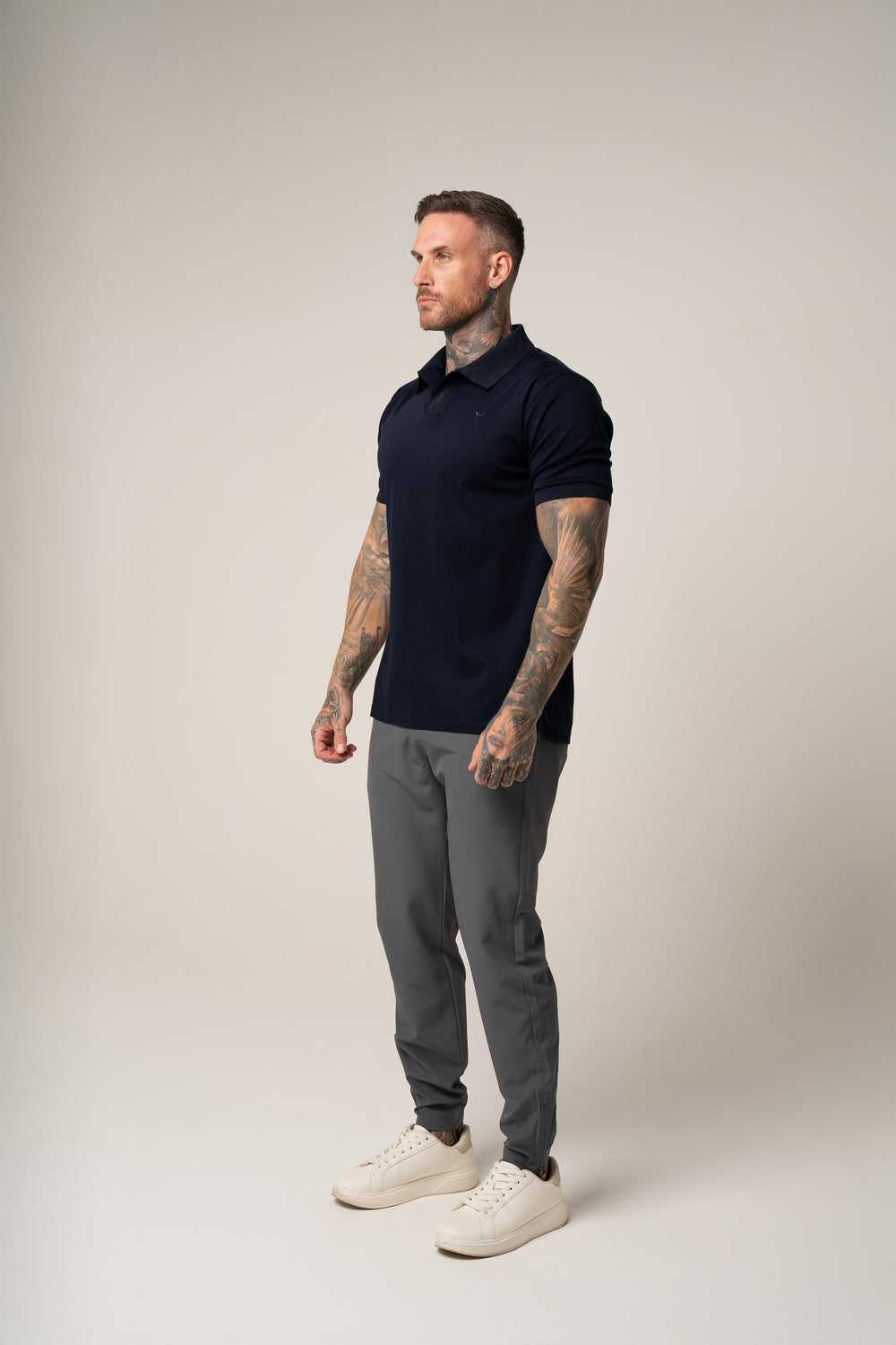 LORENZO PIMA COTTON POLO IN DARK BLUE