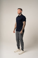 LORENZO PIMA COTTON POLO IN DARK BLUE