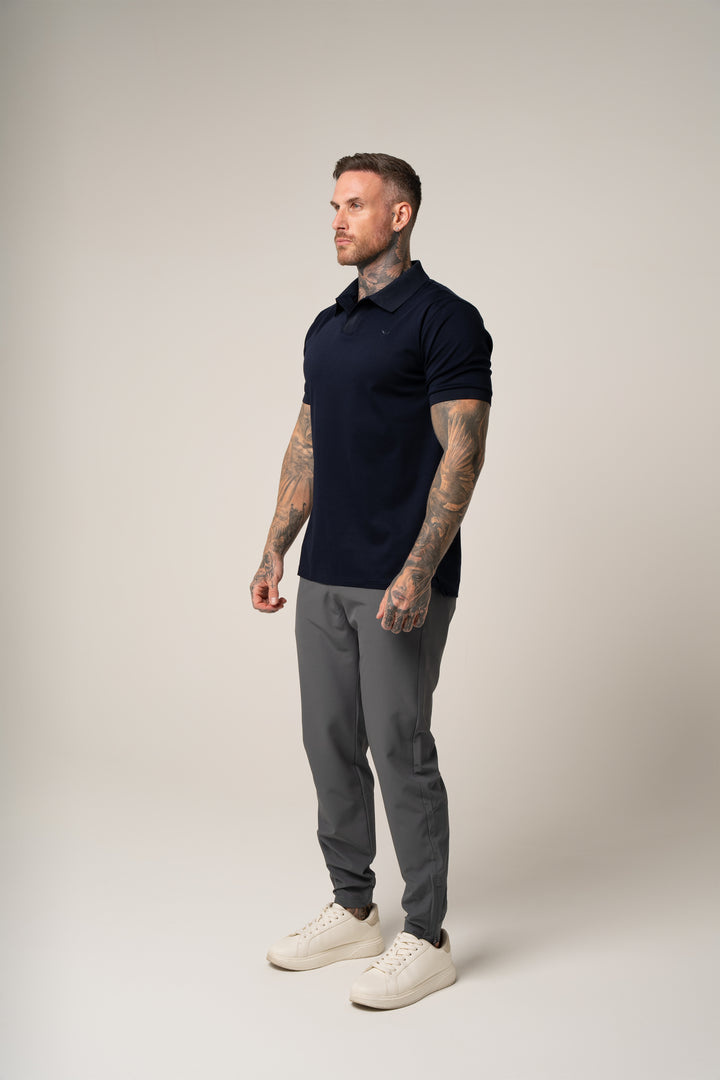 LORENZO PIMA COTTON POLO IN DARK BLUE