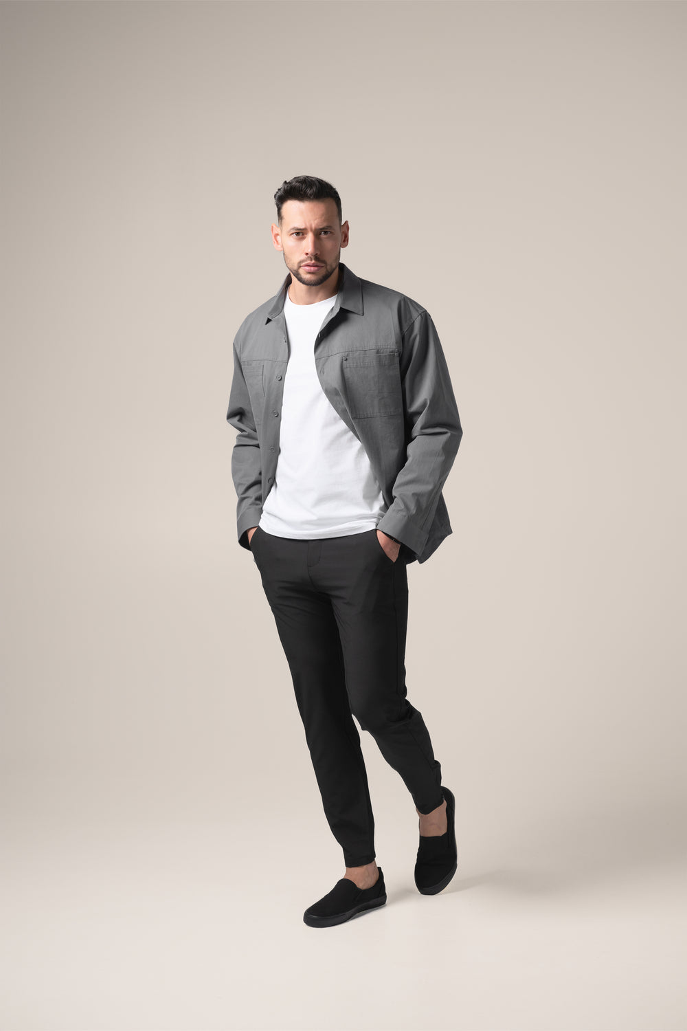 Paolo Utility Overshirt | Grigio Pietra