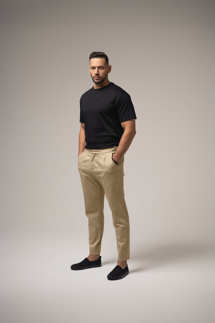 RICO Side buckle TROUSERS in BEIGE