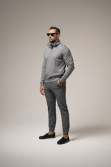 ALESSIO ZIPPER TOP HEATHER GREY