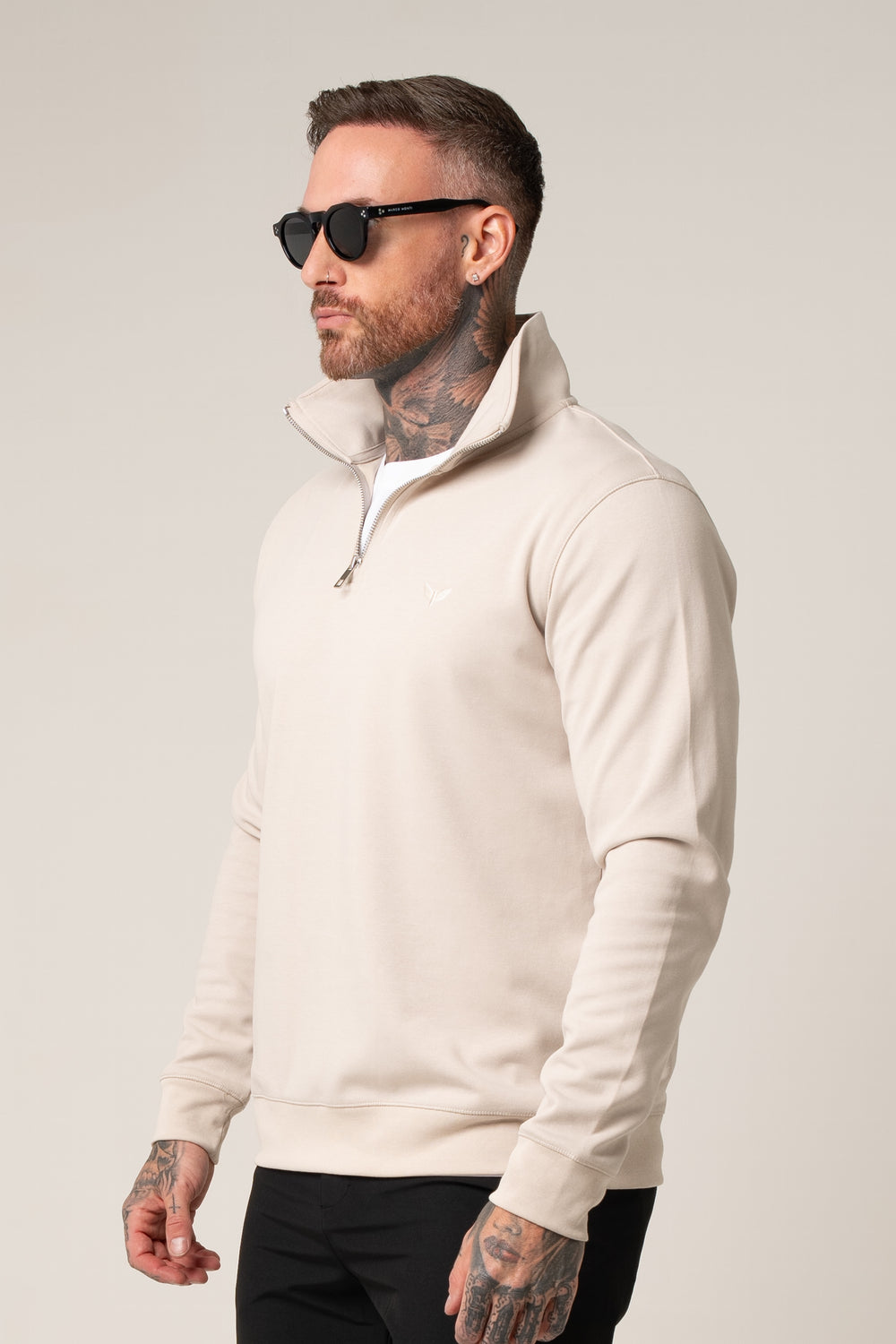 ALESSIO ZIPPER TOP BEIGE - GREY
