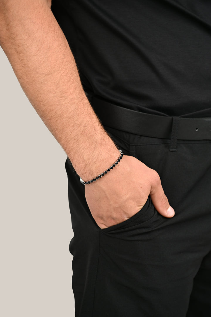 Vanguard Silver Bracelet (Men’s Black Zirconia)