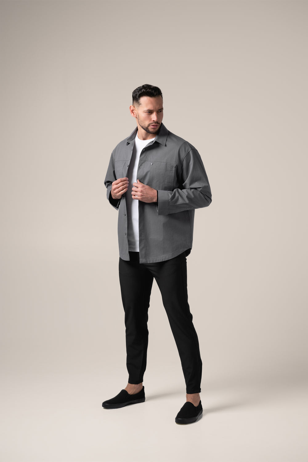 Paolo Utility Overshirt | Grigio Pietra