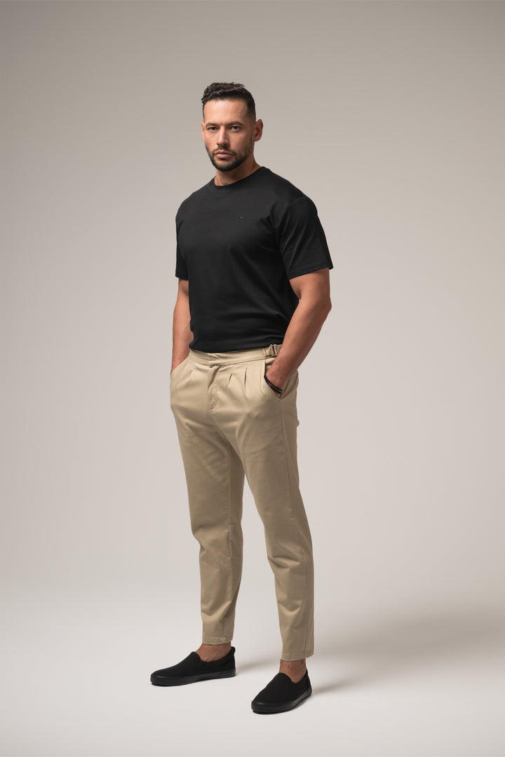 RICO Side buckle TROUSERS in BEIGE
