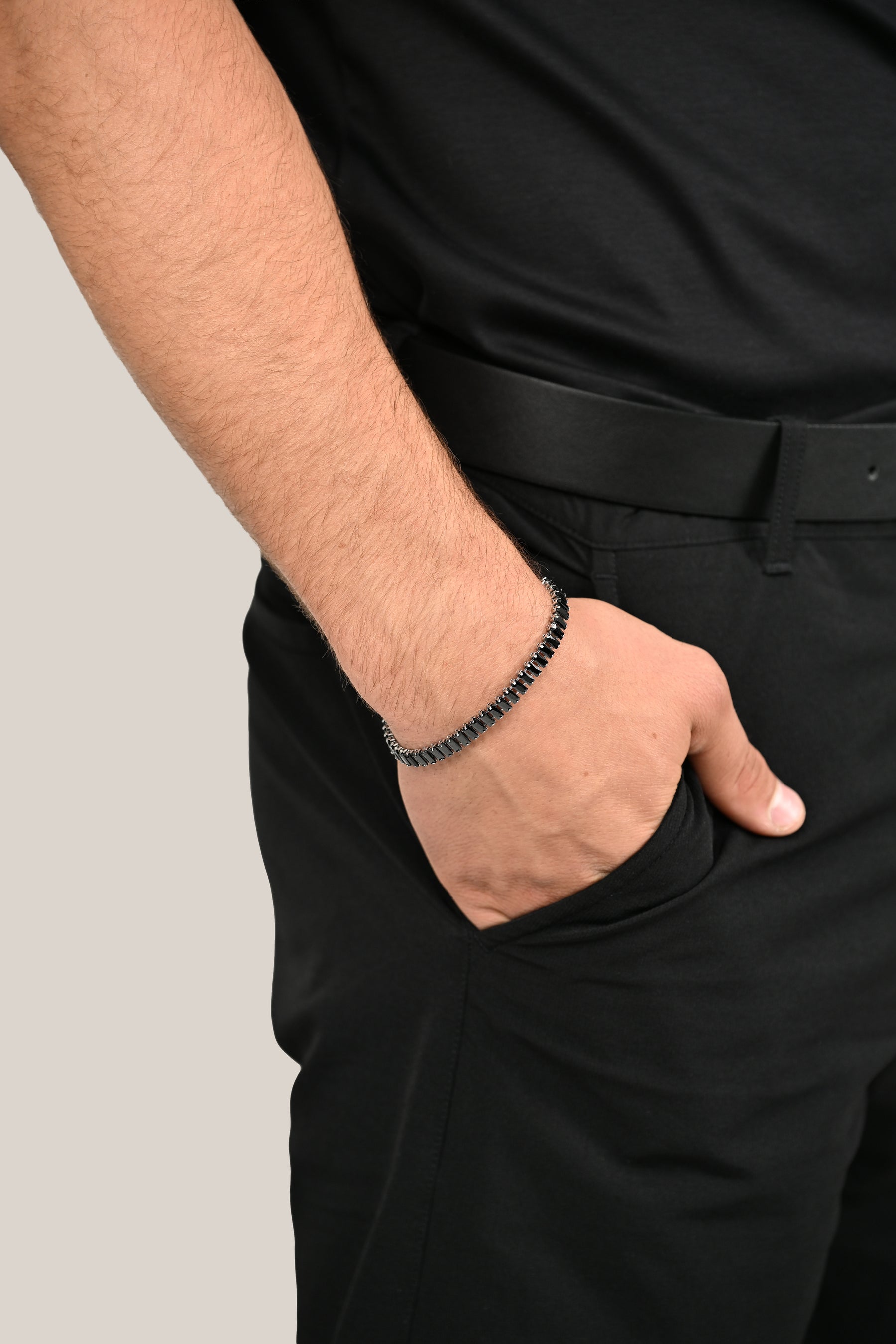 Onyx Edge Bracelet (Silver & Black Men’s Bracelet)