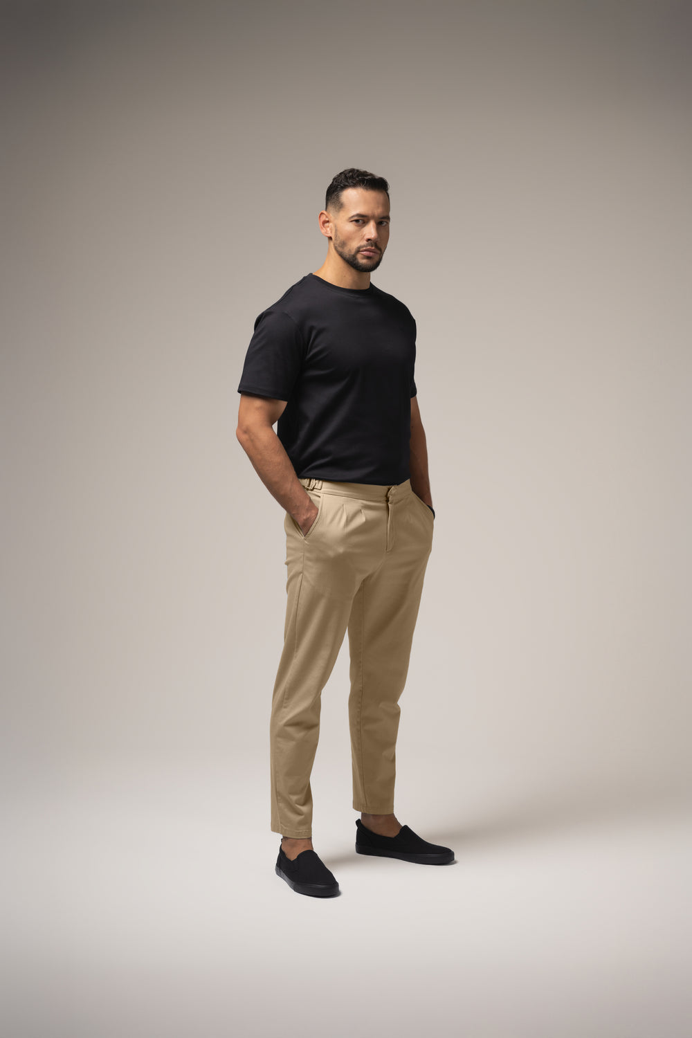 RICO Side buckle TROUSERS in BEIGE