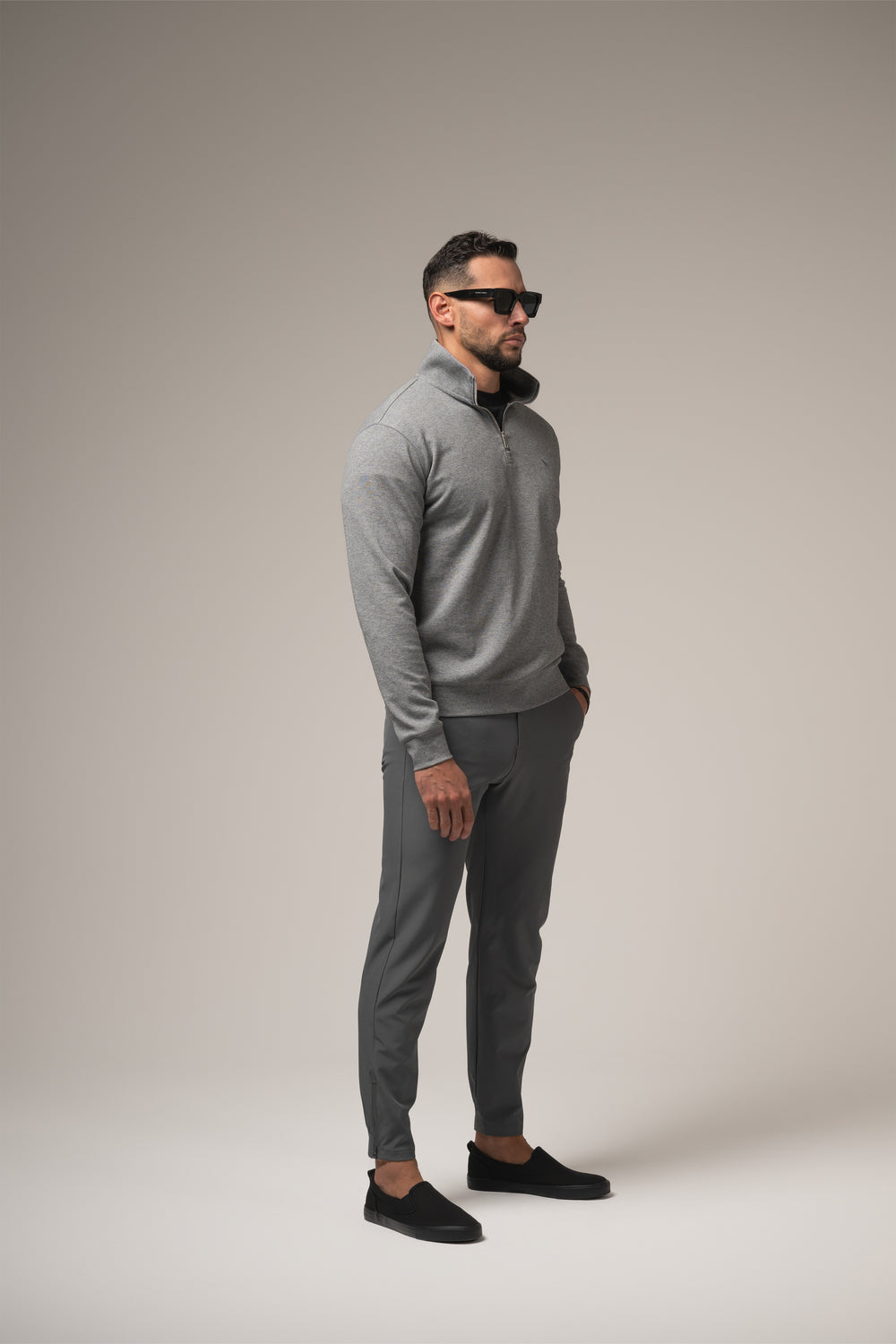 Alessio Quarter-Zip | Grigio Pietra
