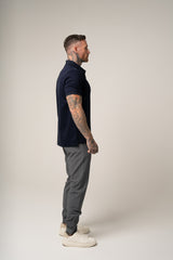 LORENZO PIMA COTTON POLO IN DARK BLUE