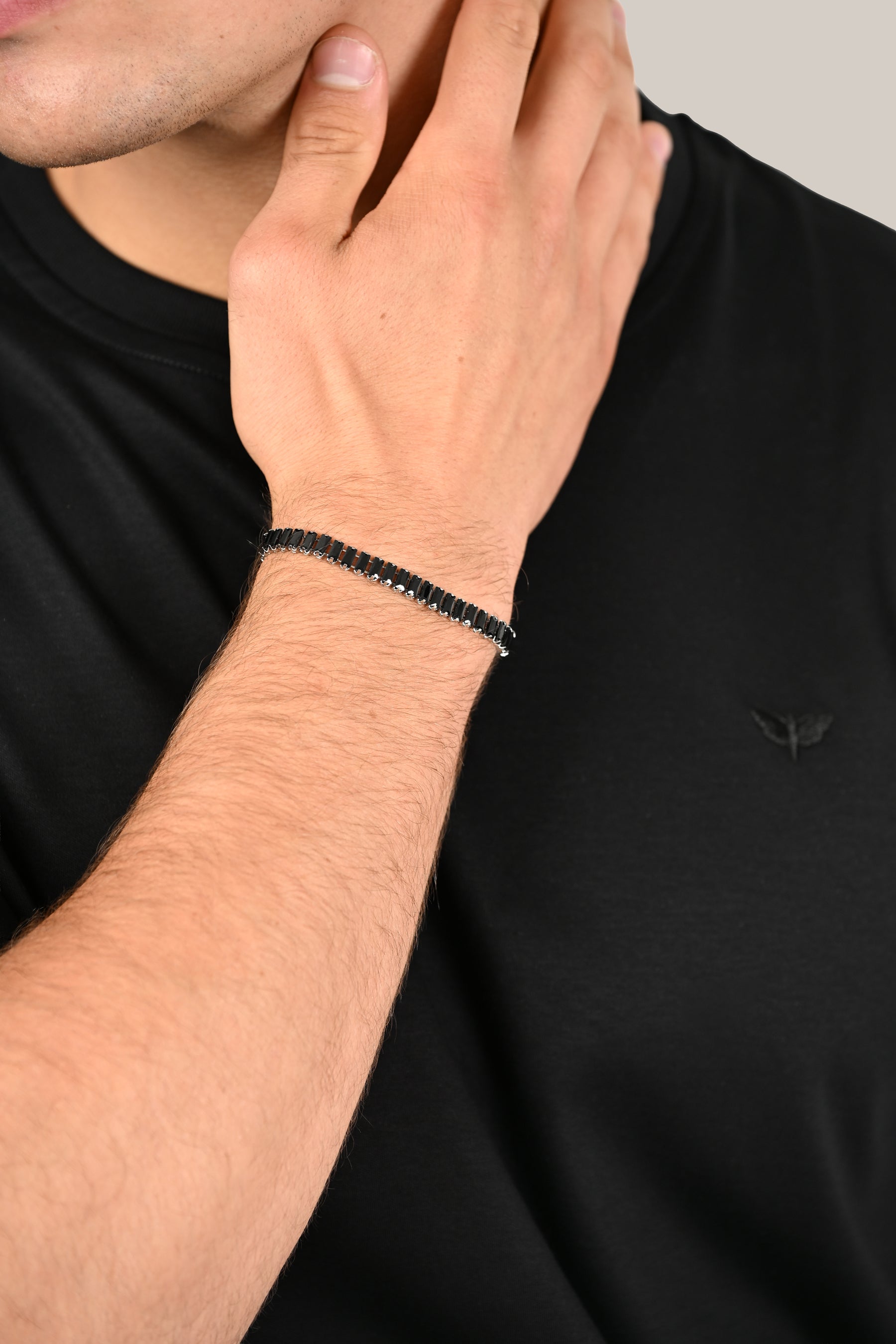Onyx Edge Bracelet (Silver & Black Men’s Bracelet)