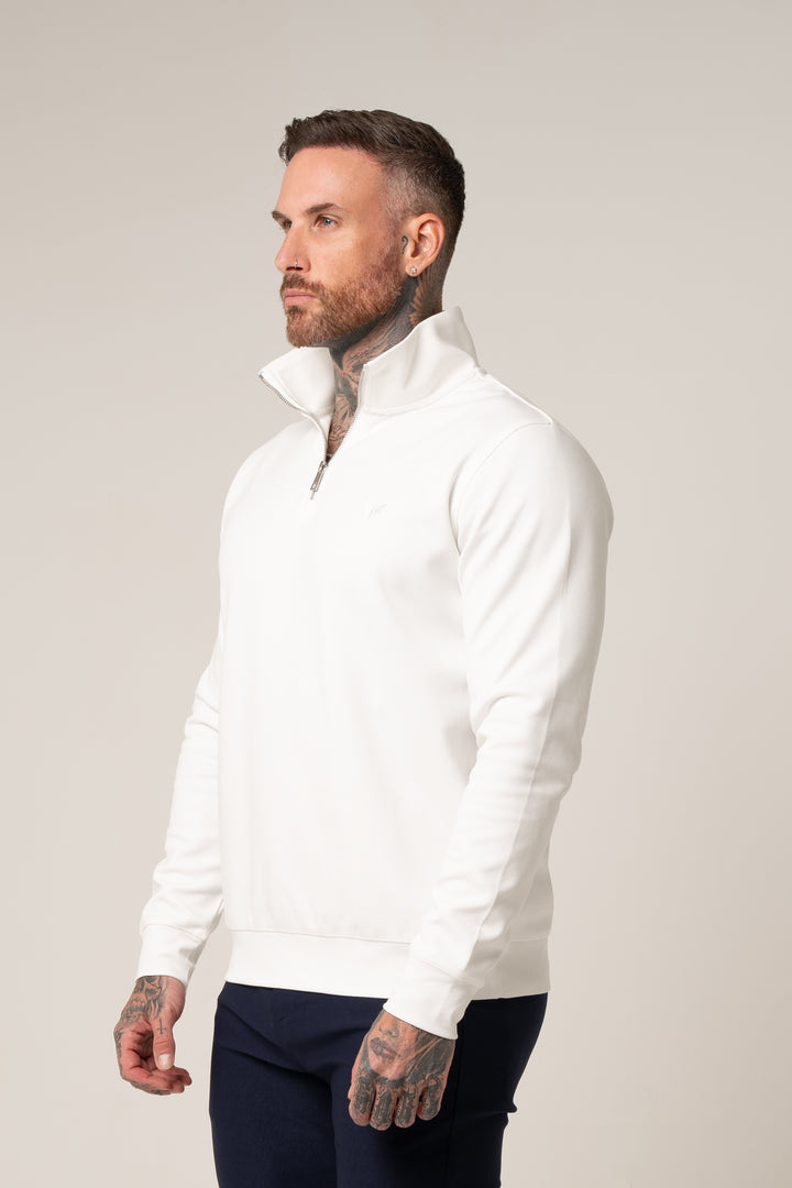 Alessio Quarter-Zip | Bianco Assoluto