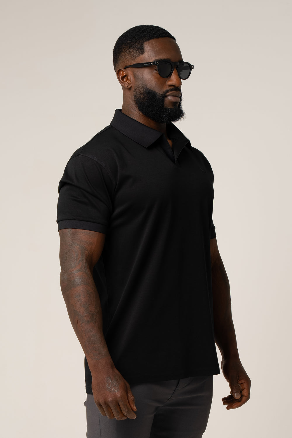 LORENZO PIMA COTTON POLO IN BLACK