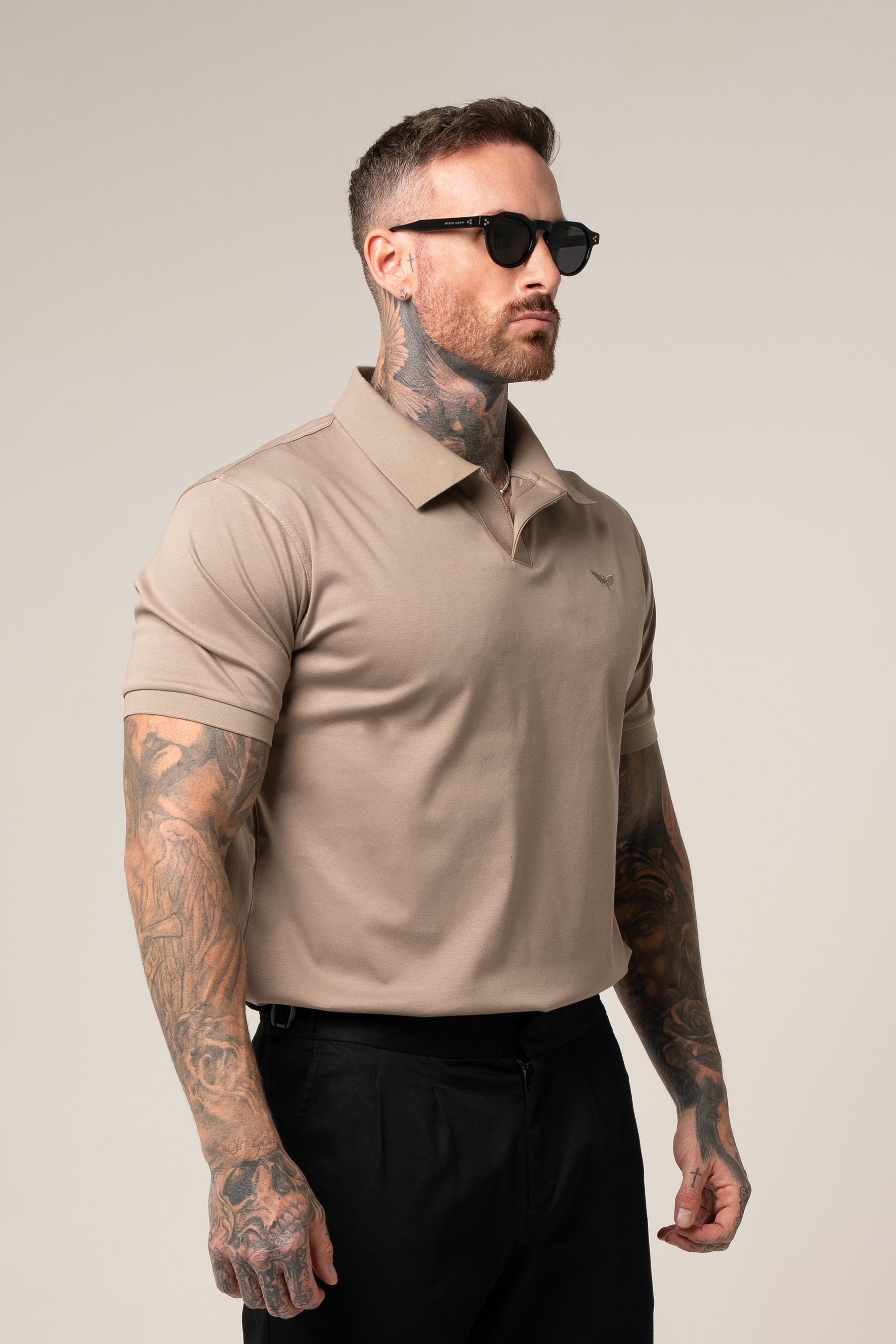 LORENZO PIMA COTTON POLO IN BEIGE
