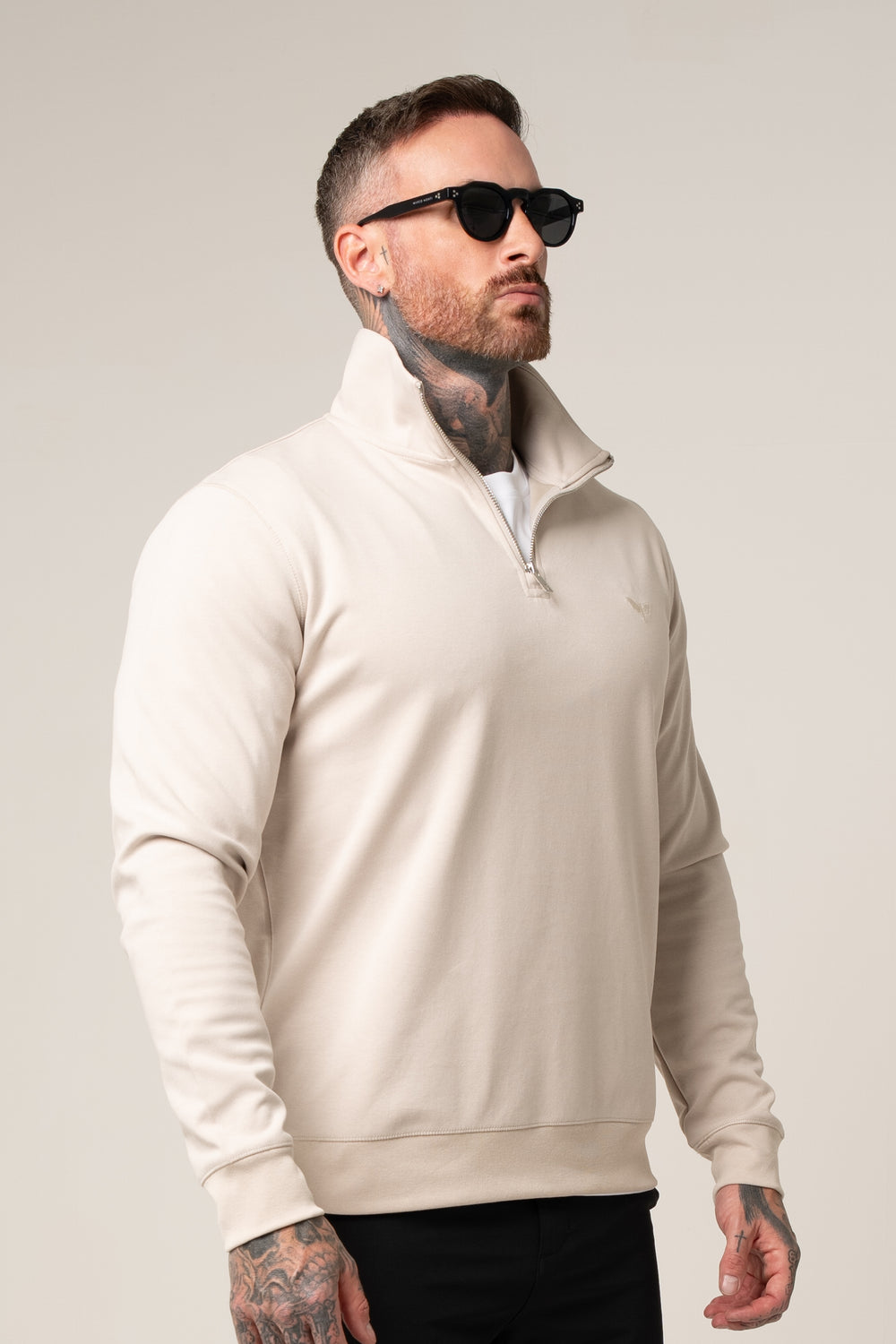 ALESSIO ZIPPER TOP BEIGE - GREY