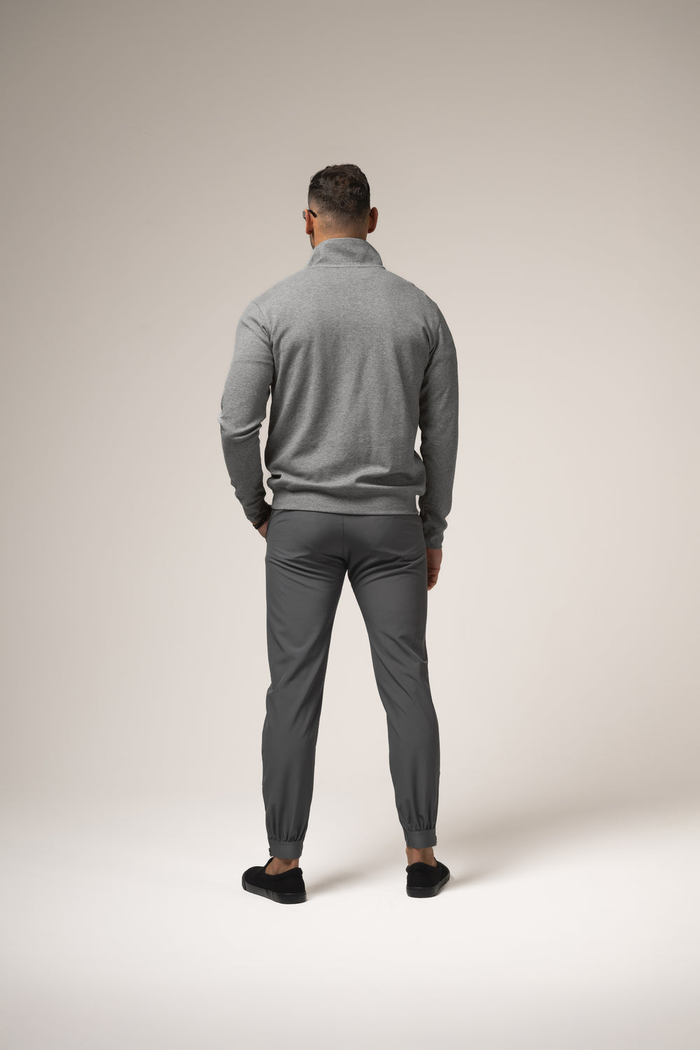 ALESSIO ZIPPER TOP HEATHER GREY