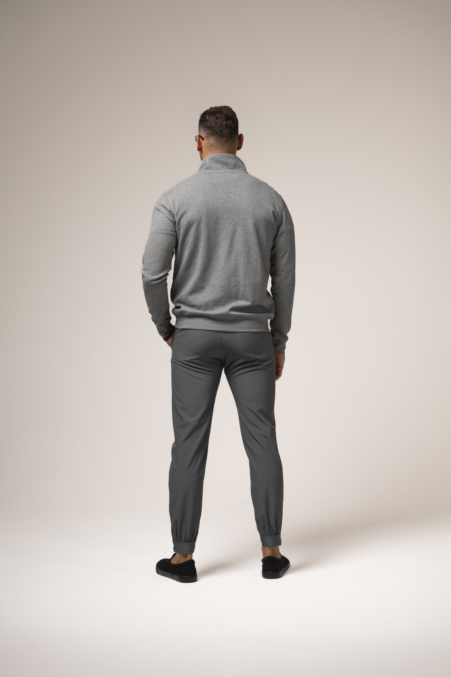 ALESSIO ZIPPER TOP HEATHER GREY