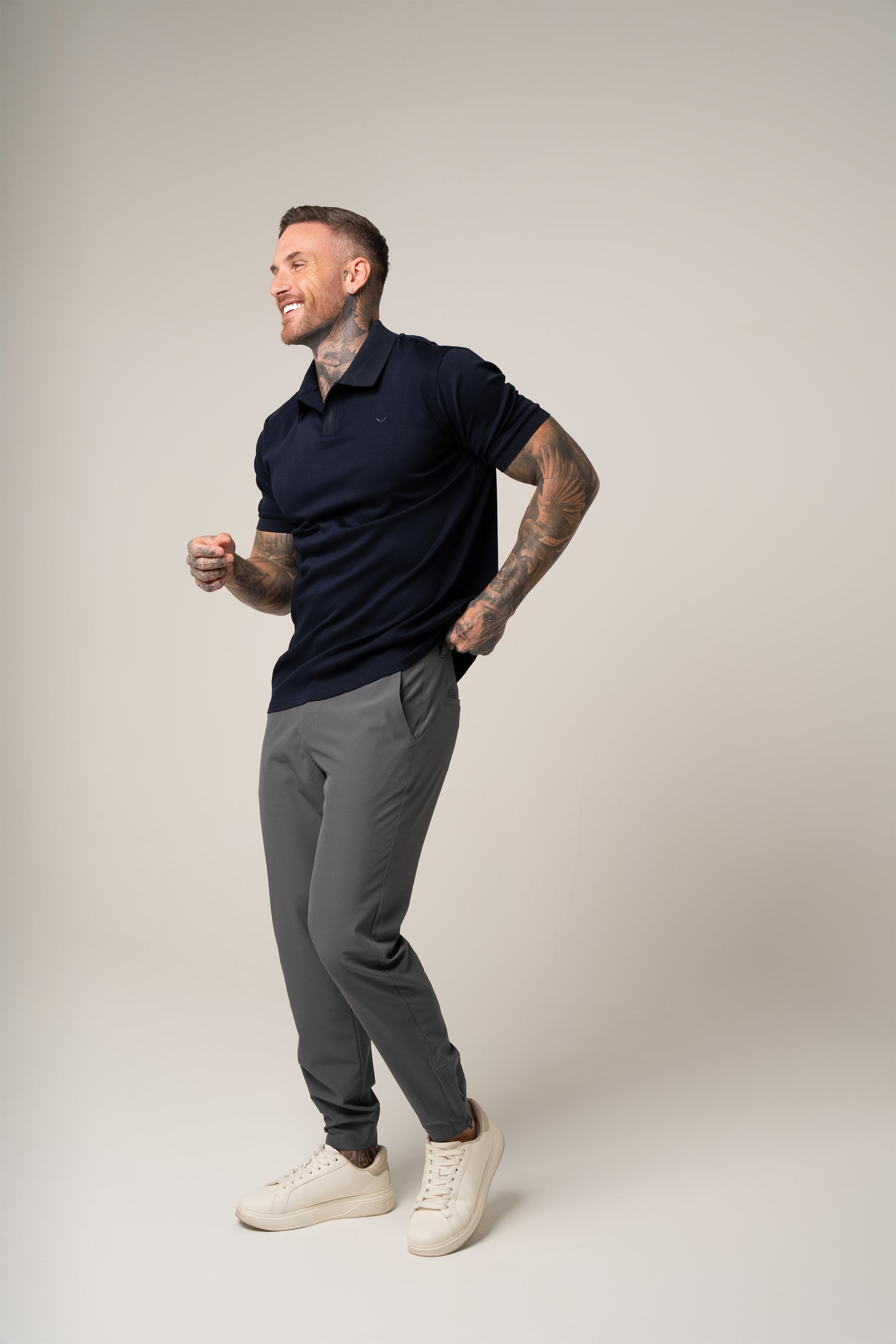 LORENZO PIMA COTTON POLO IN DARK BLUE