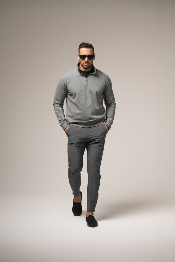 ALESSIO ZIPPER TOP HEATHER GREY