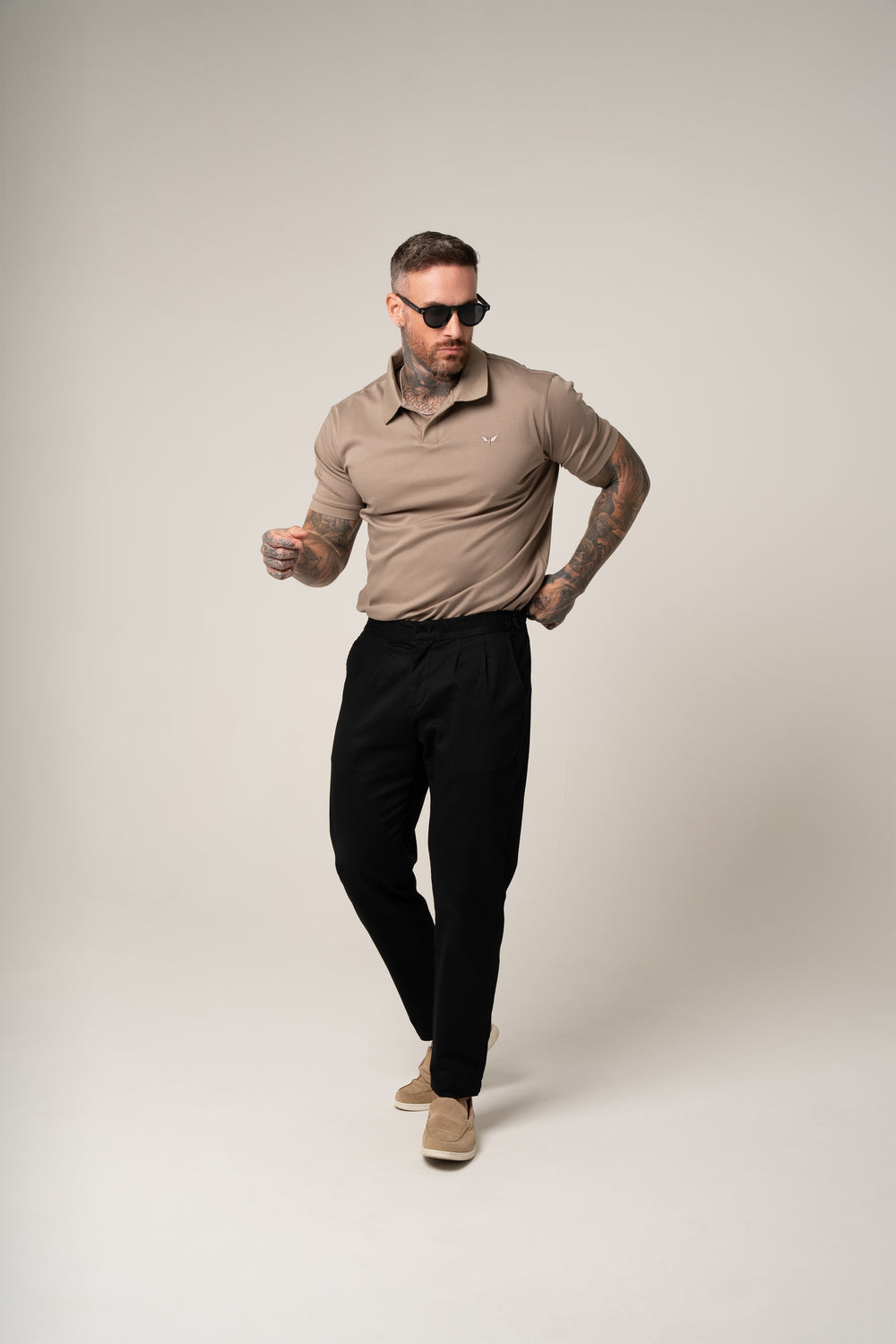 LORENZO PIMA COTTON POLO IN BEIGE