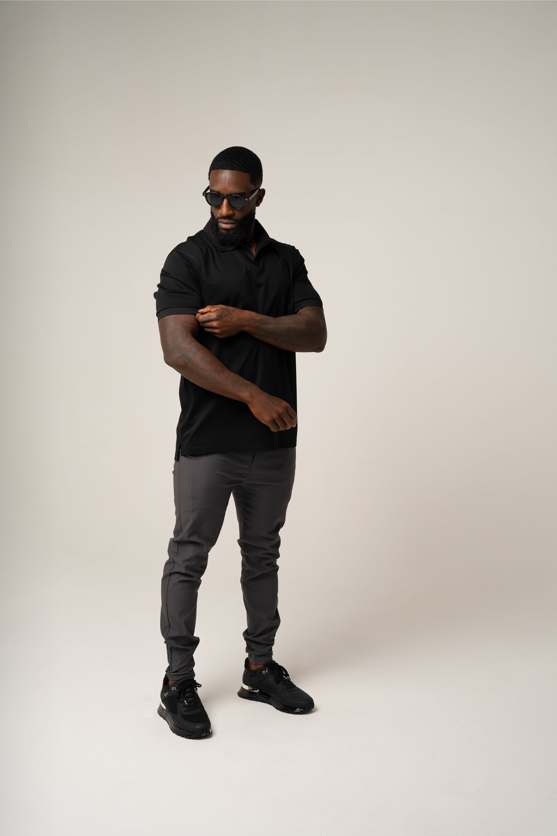 LORENZO PIMA COTTON POLO IN BLACK