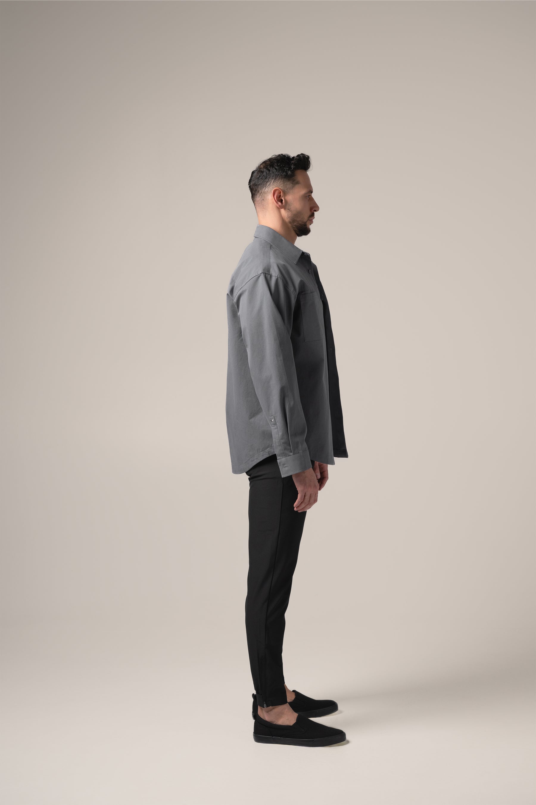 Paolo Utility Overshirt | Grigio Pietra