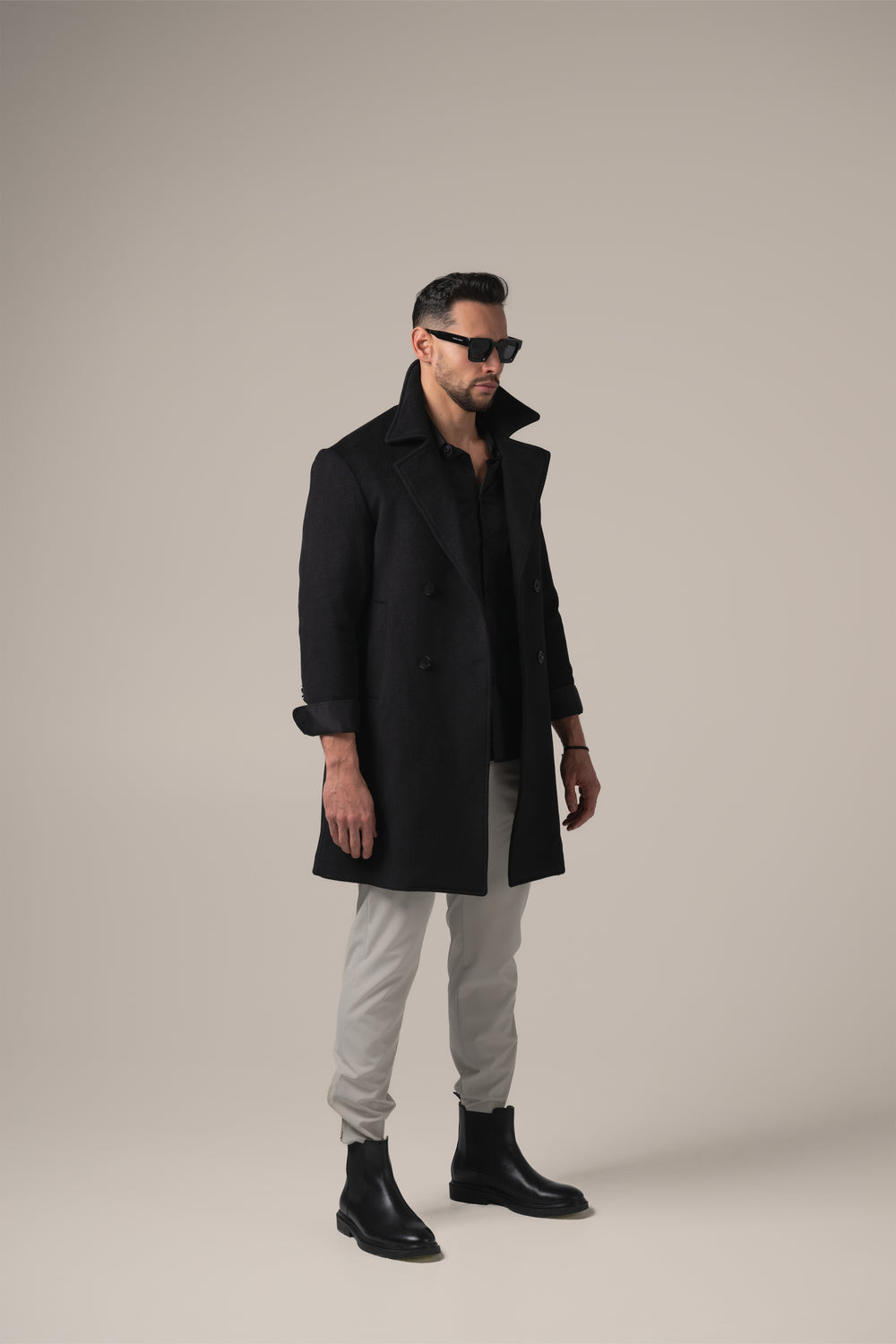 Alessandro Wool Overcoat | Nero Profondo